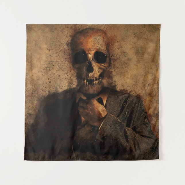 Man skull background texture death tapestry (Front)