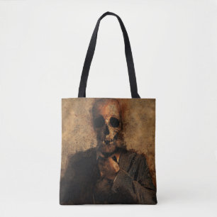 Man skull background texture death tote bag