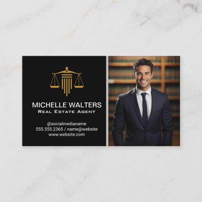 Man Smiling in Business Suit | Lawyer Business Card (Front)