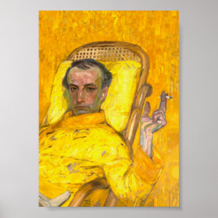 Man Smoking a Cigarette in Yellow Vintage Portrait Poster
