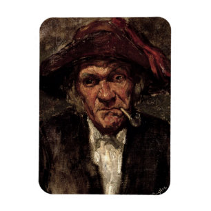 Man smoking a pipe, c.1859 magnet
