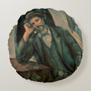 Man Smoking a Pipe Round Cushion