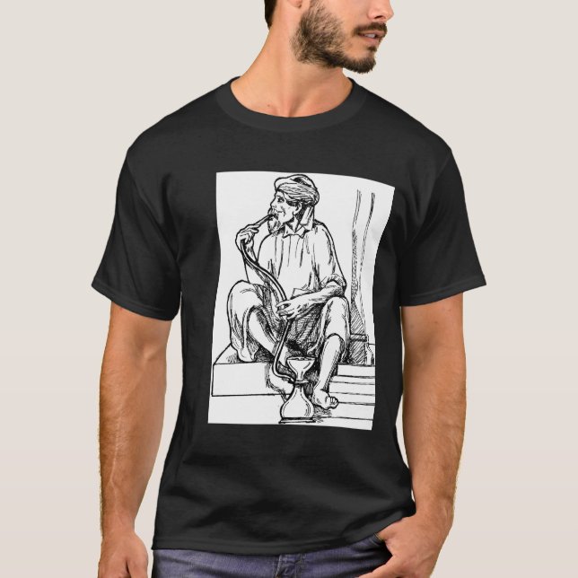 Man Smoking Hookah T-Shirt (Front)