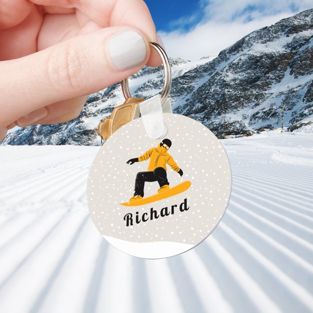 Man Snowboarding Custom Name Extreme Winter Sport  Key Ring (Creator Uploaded)