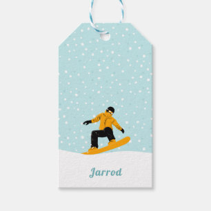 Man Snowboarding His Name Extreme Winter Sports Gift Tags