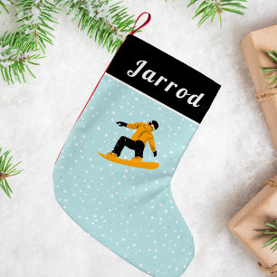 Man Snowboarding His Name Extreme Winter Sports Small Christmas Stocking