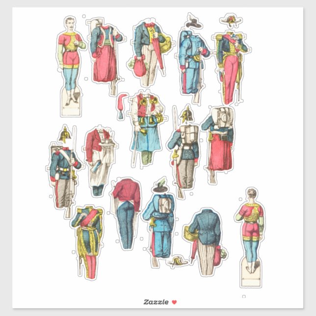 man soldier miniature paper doll set (Sheet)