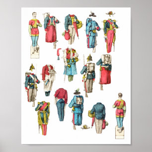 man soldier miniature paper doll set poster