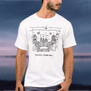 Man Spoils His Tropical Fish - Funny Cartoon on a T-Shirt