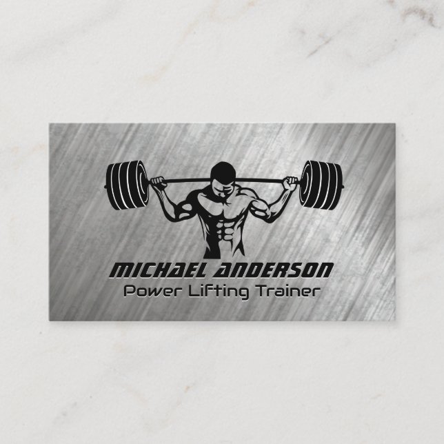Man Squatting Heavy Weights | Metallic Grunge Loyalty Card (Front)