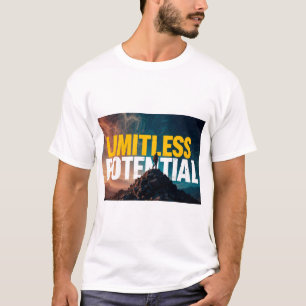 Man Standing on Mountain Peak Under Night Sky T-Shirt