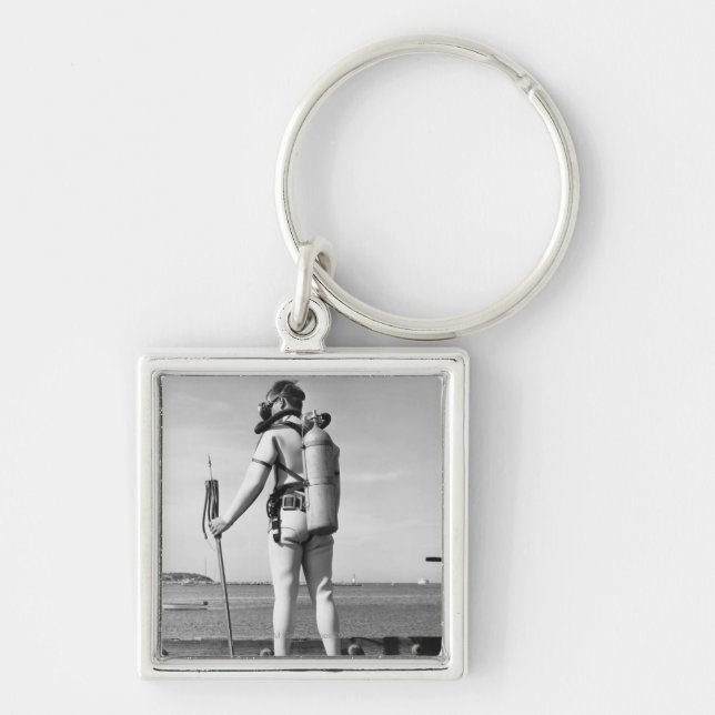 Man Standing on Pier Key Ring (Front)