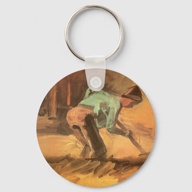 Man Stooping with Stick or Spade, Vincent van Gogh Key Ring (Front)