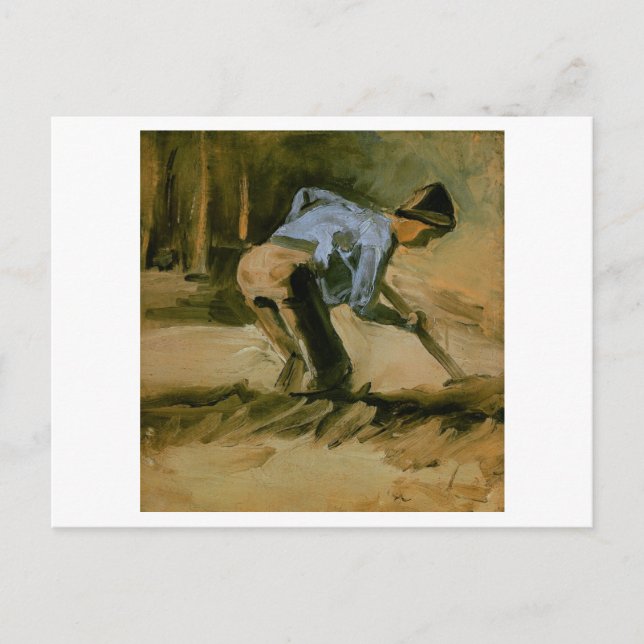 Man Stooping with Stick or Spade, Vincent van Gogh Postcard (Front)