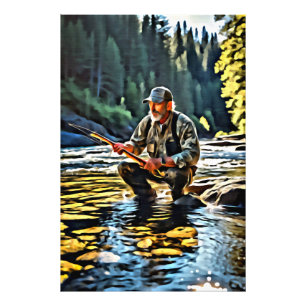 *~* Man Stream Nature AP49 Fishing Art Photo Print