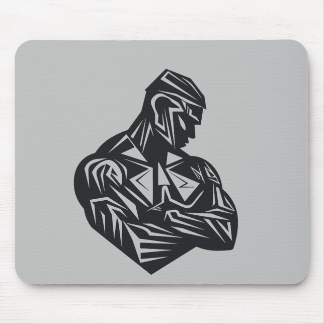 Man Strong Will Power Vector Graphic Mouse Mat (Front)