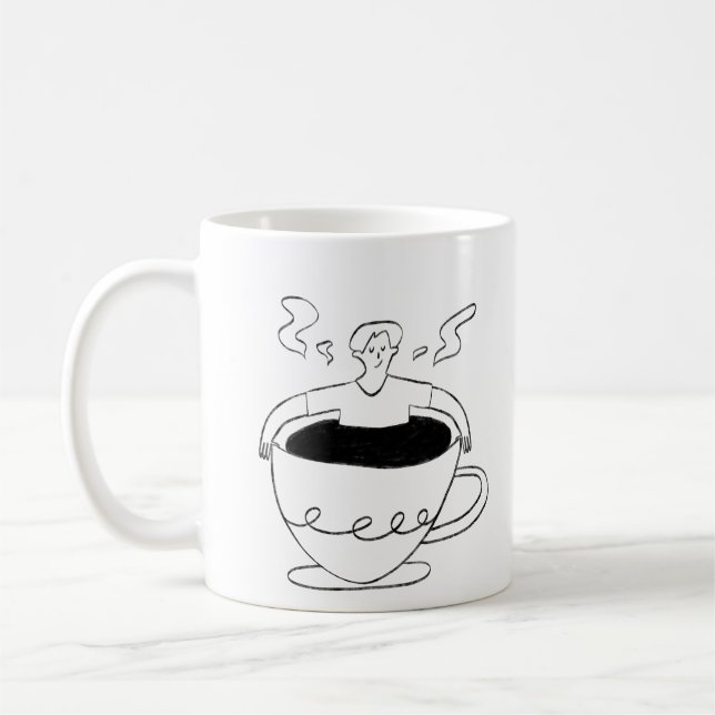 Man submerged in a cup of coffee (Left)