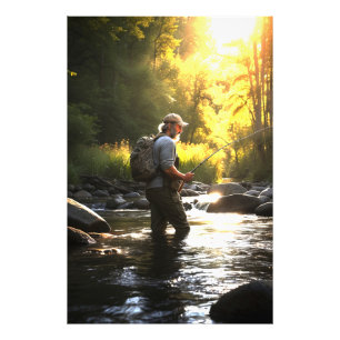 *~* Man Sun Fishing Stream Nature AP49 Photo Print