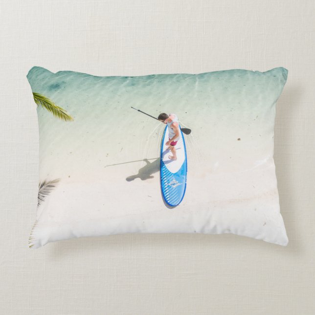 Man surfing on beach decorative cushion (Front)