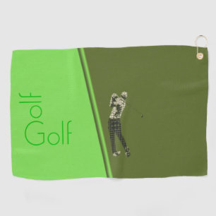 Man swinging a golf club design Golf Towels