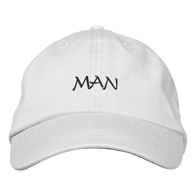 MAN text Gentleman Handsome Nice White Colour-Hat Embroidered Hat (Front)