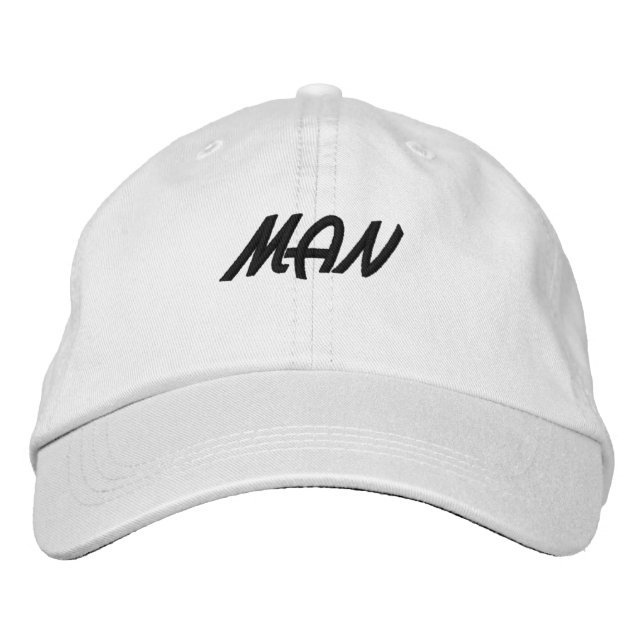 MAN Text White Colour Handsome Boys Men's Embroidered Hat (Front)