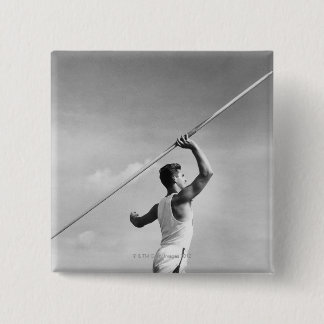 Man Throwing Javelin 15 Cm Square Badge