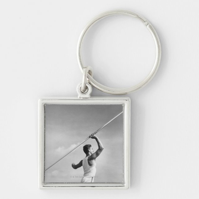 Man Throwing Javelin Key Ring (Front)