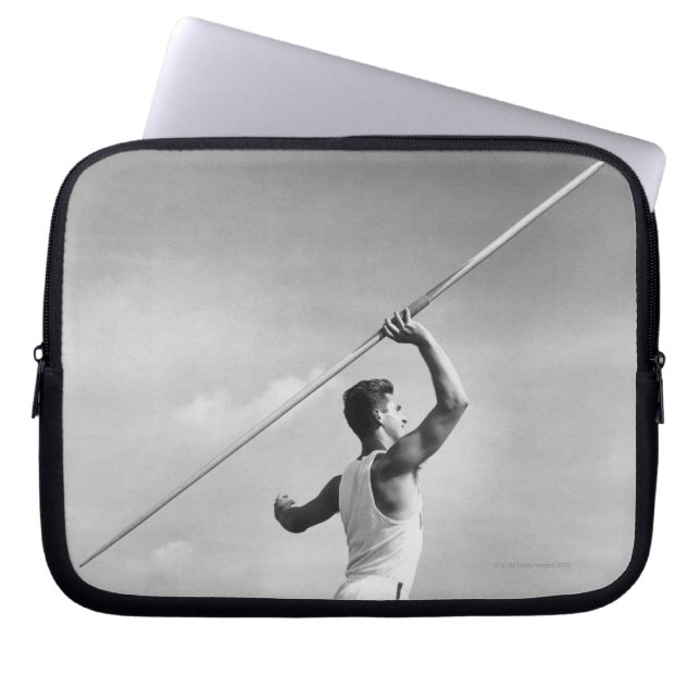 Man Throwing Javelin Laptop Sleeve (Front)