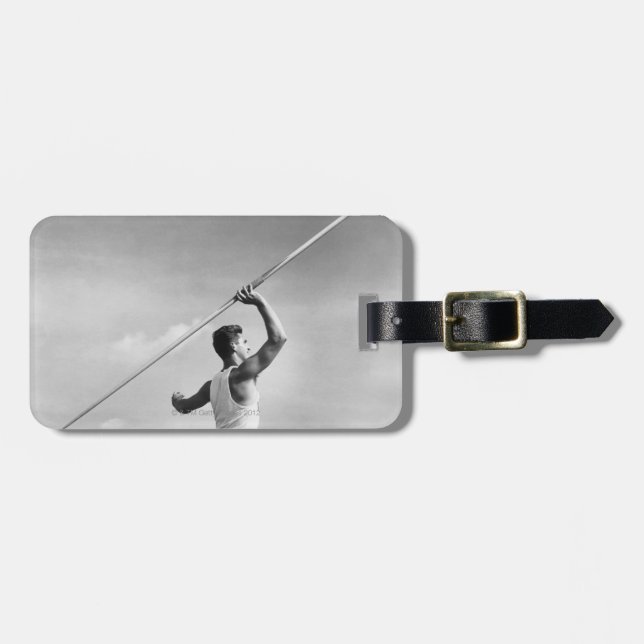 Man Throwing Javelin Luggage Tag (Front Horizontal)