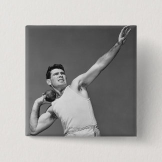 Man Throwing Shotput 15 Cm Square Badge