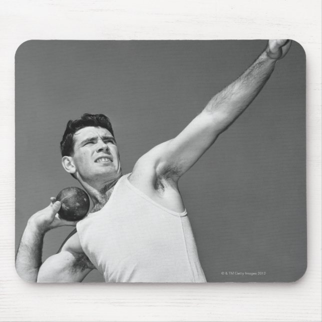 Man Throwing Shotput Mouse Mat (Front)
