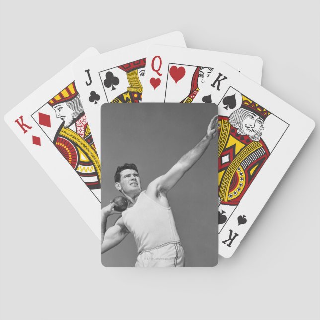 Man Throwing Shotput Playing Cards (Back)