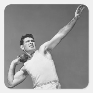Man Throwing Shotput Square Sticker