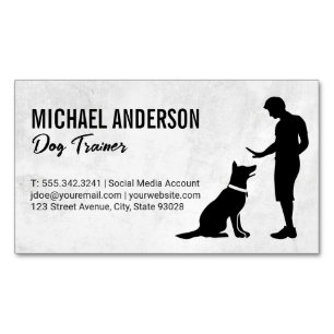 Man Training Dog Magnetic Business Card
