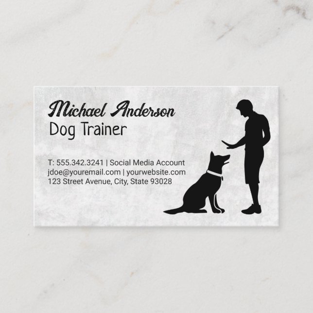 Man Training Pet Dog Business Card (Front)