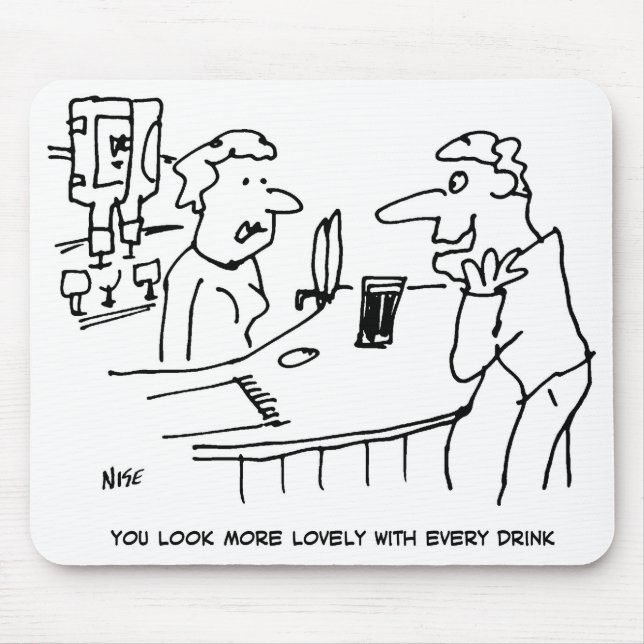 Man Tries to Flatter Barmaid Mouse Mat (Front)