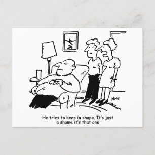 Man Tries to Keep in Shape. Funny Postcard