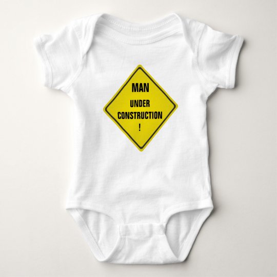 Man under construction baby bodysuit