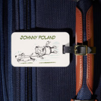 Man Walking a dog funny playful name Luggage Tag