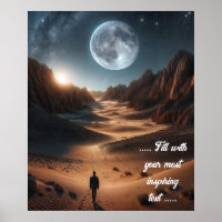 Man walking a solitary Journey on cosmic sandsw
