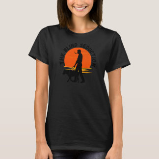 Man Walking Guide Dog On Beach T-Shirt