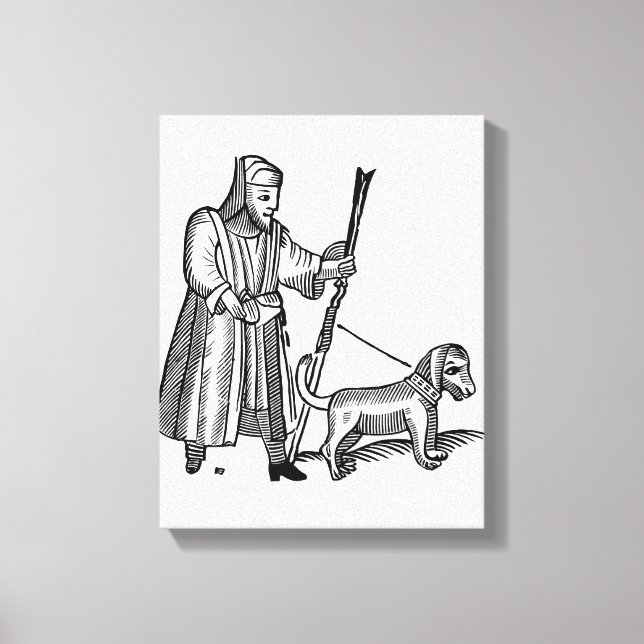 Man Walking his Dog Canvas Print (Front)