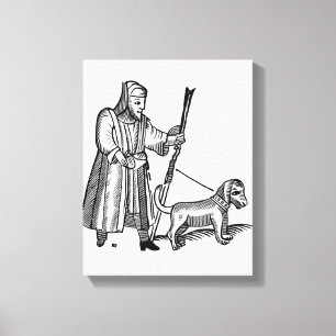 Man Walking his Dog Canvas Print