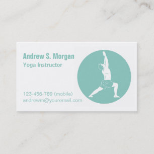 Man Warrior Pose Male Yoga Instructor Business Card