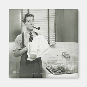 Man Washing Dishes Magnet