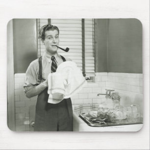Man Washing Dishes Mouse Mat