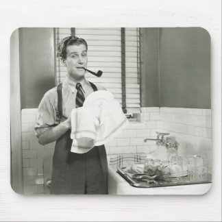 Man Washing Dishes Mouse Mat
