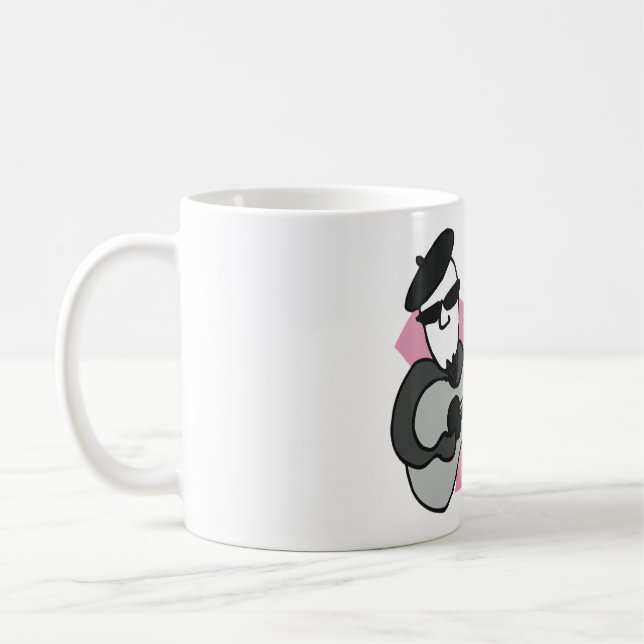 Man Wearing Beret Playing Acoustic Guitar Coffee Mug (Left)
