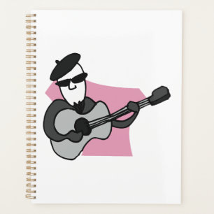 Man Wearing Beret Playing Acoustic Guitar Planner